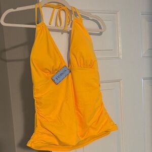 Yonique Women's Yellow Halter One-Piece Swim Top